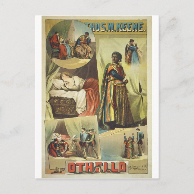 Thomas W. Keene in William Shakespeare's Othello Postcard (Front)