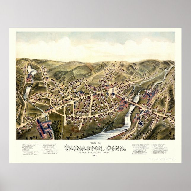 Thomaston, CT Panoramic Map - 1879 Poster (Front)