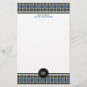 Thompson Clan Blue Formal Dress Tartan Monogram Stationery