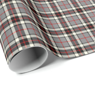 Thompson Clan Grey Formal Dress Tartan Wrapping Paper