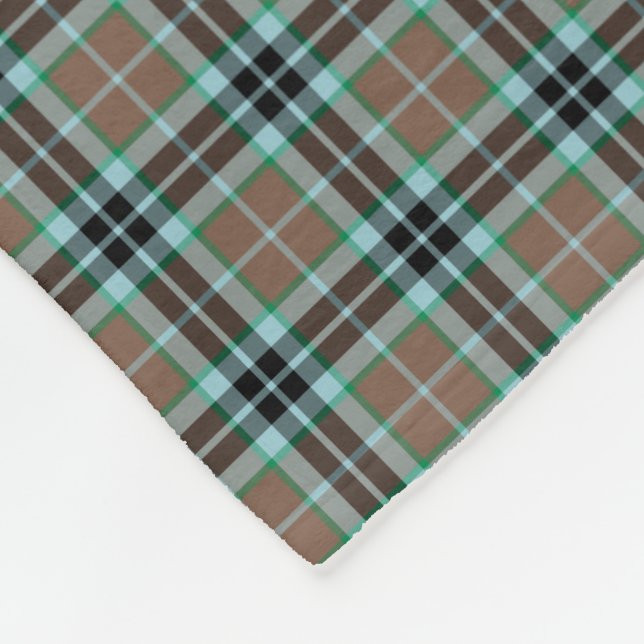 Thompson Clan Light Brown and Blue Hunting Tartan Fleece Blanket (Corner)