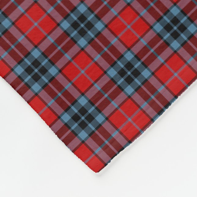 Thompson Clan Red and Light Blue Tartan Fleece Blanket (Corner)
