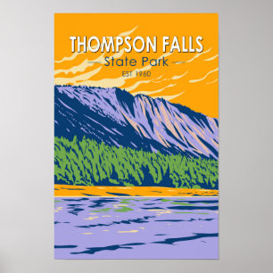 Thompson Falls State Park Montana Vintage Poster
