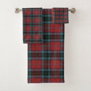 Thompson Red Modern Original Scottish Tartan Bath Towel Set