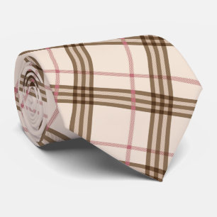 Thompson Scottish tartan beige brown paid pattern  Tie