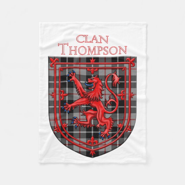 Thompson Tartan Scottish Plaid Lion Rampant Fleece Blanket (Front)
