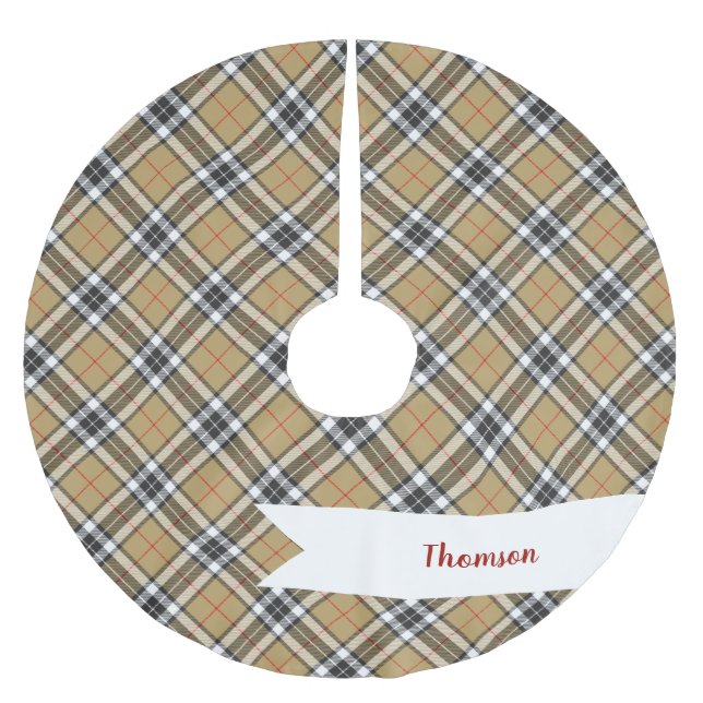 Thomson Camel Tartan Plaid Pattern Family Fashion Brushed Polyester Tree Skirt (Front)