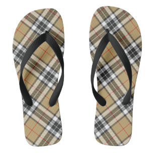 Thomson Camel Tartan Plaid Pattern Family Fashion Thongs