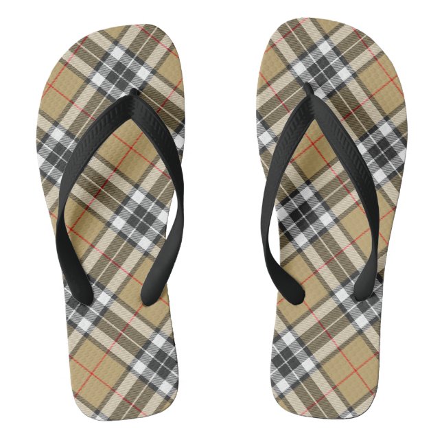 Thomson Camel Tartan Plaid Pattern Family Fashion Thongs (Footbed)