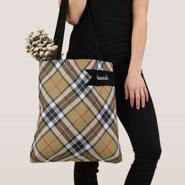 Thomson Camel Tartan Plaid Pattern Family Fashion Tote Bag (Close Up)