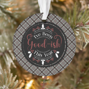 Thomson Grey Modern Tartan Christmas Ornament