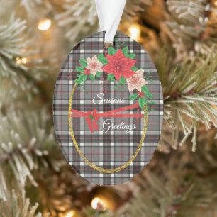 Thomson Grey Modern Tartan Christmas Ornament