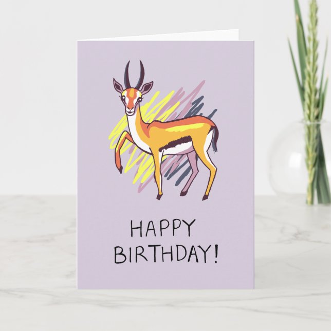 Thomson’s Gazelle Drawing Fun Happy Birthday Card (Front)