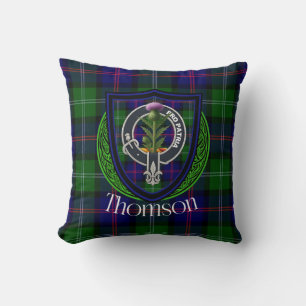 Thomson Scottish Clan Tartan & Crest Cushion