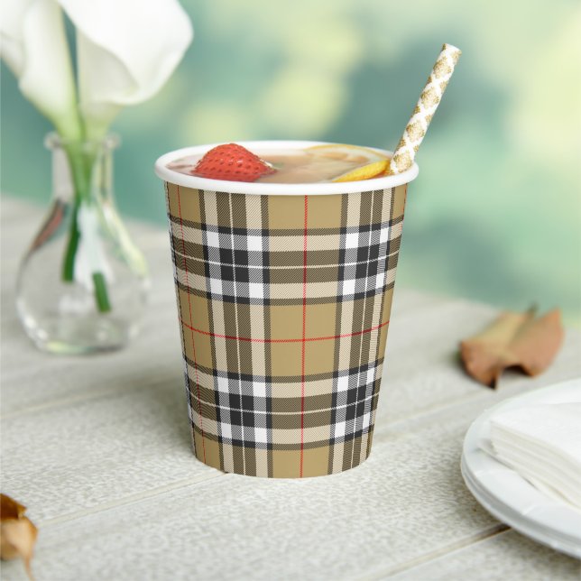 Thomson Tartan Scottish Plaid Pattern Paper Cups (Insitu)