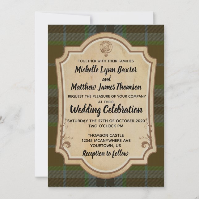 Thomson Tartan Wedding Invitation (Front)