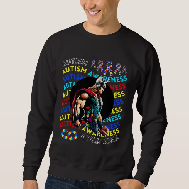 Thor Autism Awareness Navigating Autism Autism Chi Sweatshirt (Front)