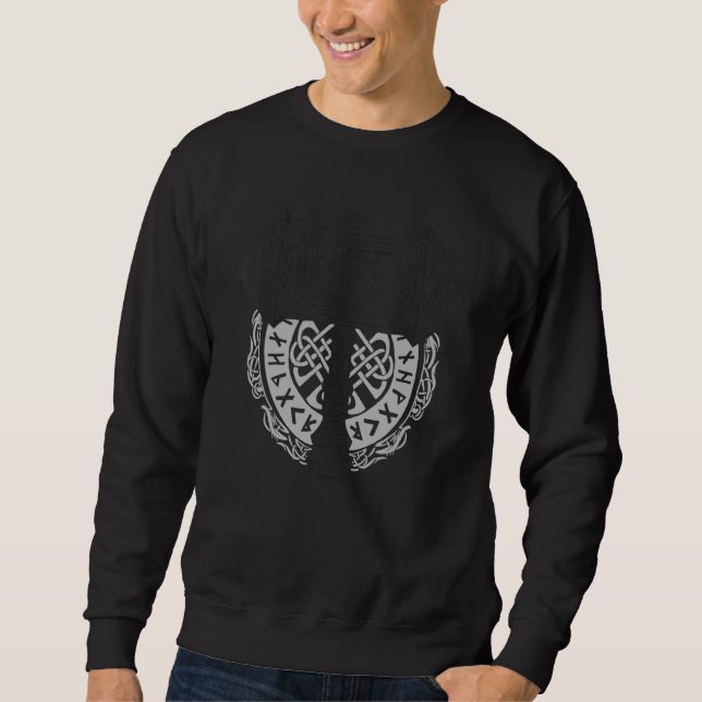 Thor Hammer Myth Glyph Odin Viking Gott Sweatshirt (Front)