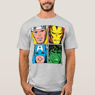 Thor, Iron Man, Captain America, Hulk Pattern T-Shirt