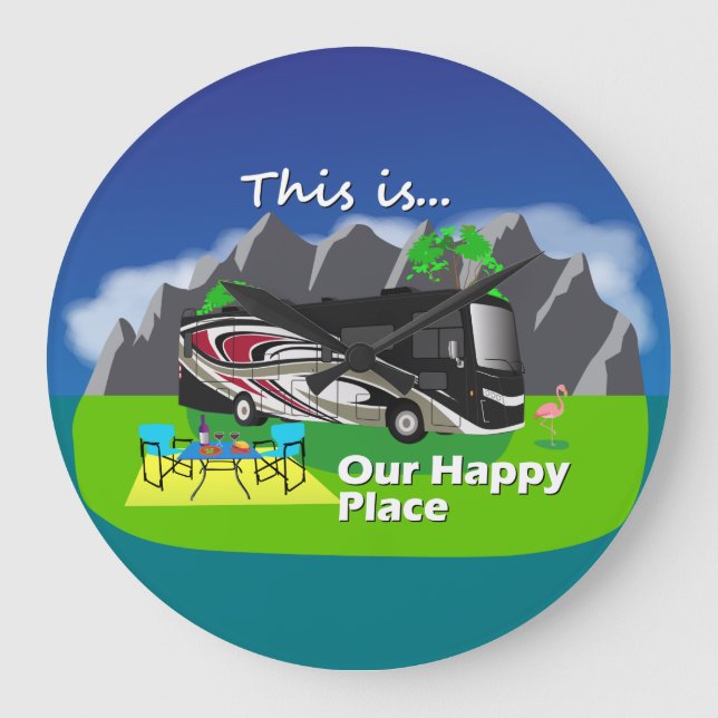 Thor Palazzo Red wall Clock Happy Place RV Decor (Front)