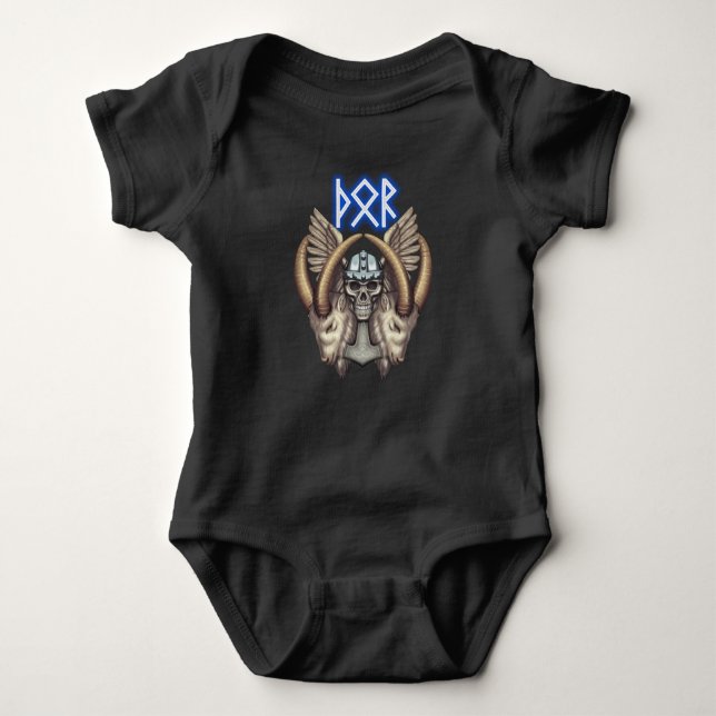 Thor Skull and Goats Baby Bodysuit (Front)
