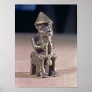 Thor with a hammer, statuette found in Iceland Poster