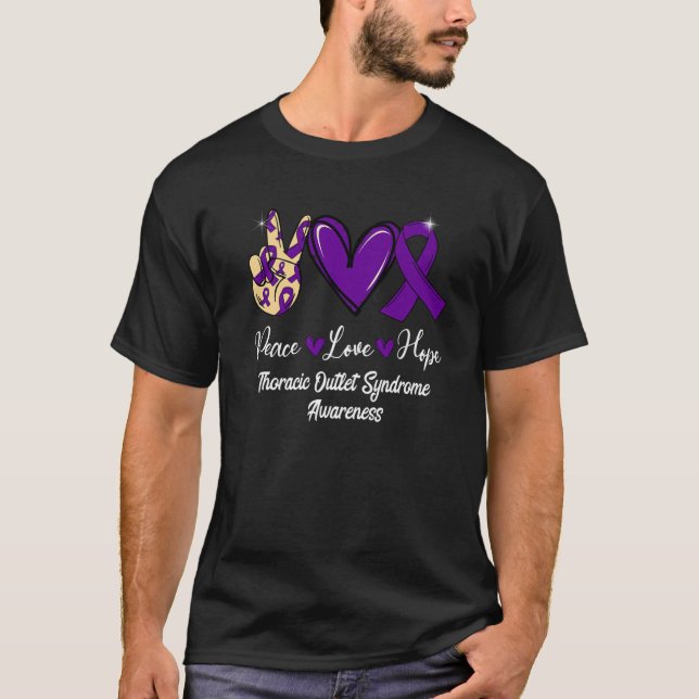 Thoracic Outlet Syndrome TOS Peace Love Hope Purpl T-Shirt (Front)