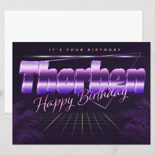 Thorben Name Vorname lila retro Karte Geburtstag Card