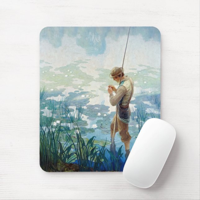 Thoreau Fishing at Walden Pond by N. C. Wyeth Mouse Pad (With Mouse)
