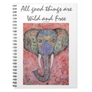 Thoreau Inspiration Elephant Art Spiral Notebook