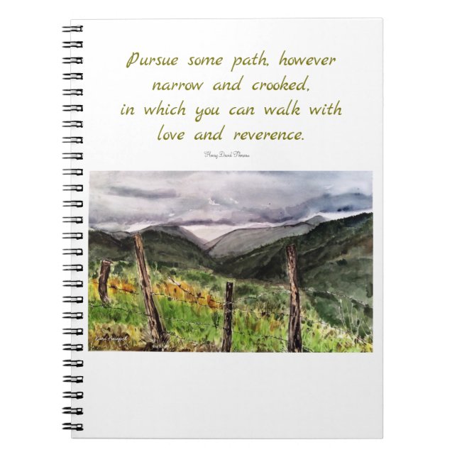 Thoreau Life Quote Landscape Art Spiral Notebook (Front)