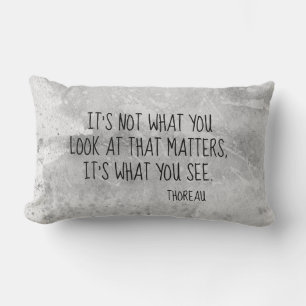 Thoreau literary quote grey paint splatter design lumbar cushion
