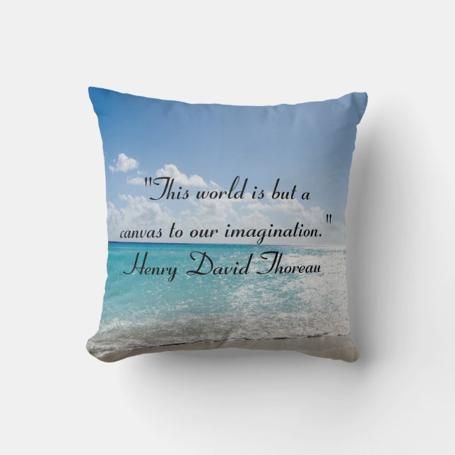 Thoreau Quotes On Beach Throw Pillow (Front)