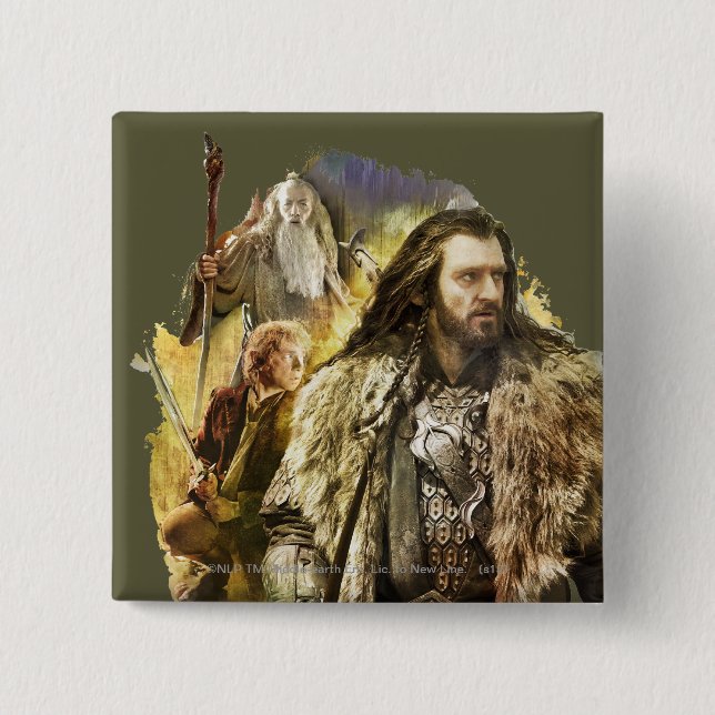 THORIN OAKENSHIELD™, BILBO BAGGINS™, Gandalf 15 Cm Square Badge (Front)