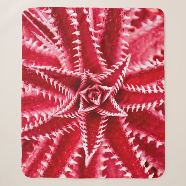 thorn cactus,  natural pattern,  abstract red back sherpa blanket (Front)