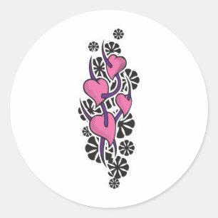 Thorns and Hearts Tattoo Design Classic Round Sticker