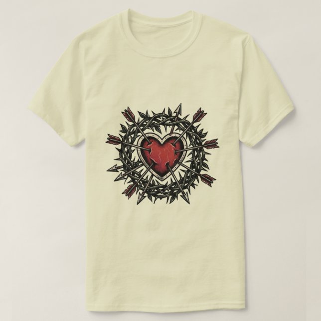 Thorns & Arrows | Vintage Tattoo Flash Heart Tee (Design Front)