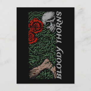 Thorns Skull Roses Feet Mediaeval Coloured Floral Postcard