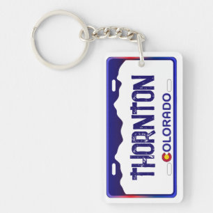 Thornton Colorado blue license plate keychain
