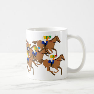 Thoroughbred and horse racing jockey coffee mug