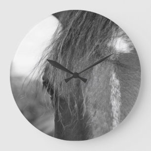 thoroughbred b/w large clock