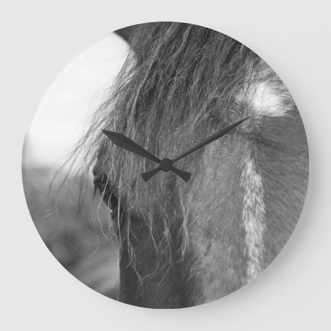 thoroughbred b/w large clock (Front)