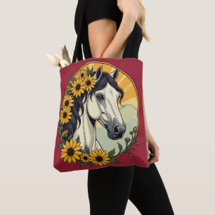 Thoroughbred Horse And Black Eyed Susan Flowers Tote Bag