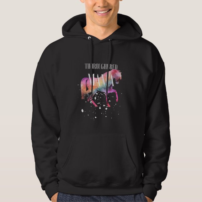 Thoroughbred Horse Mama Galaxy Horse Girl Equestri Hoodie (Front)