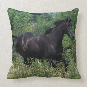 Thoroughbred Horse Running in Grass Cushion