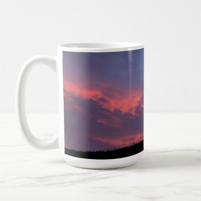 Thoroughbred Horse Silhouetted at Sunrise Coffee Mug (Left)