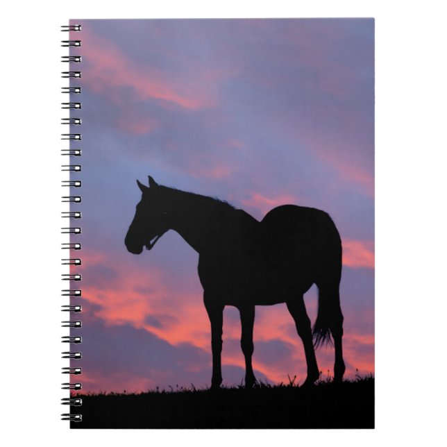 Thoroughbred Horse Silhouetted at Sunrise Notebook (Front)