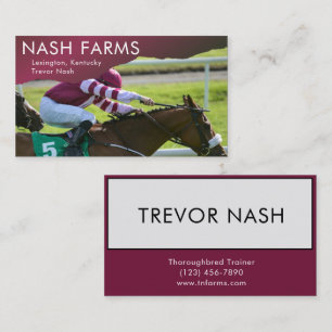 Thoroughbred Horse Trainer Farm & Boarding Busines Business Card