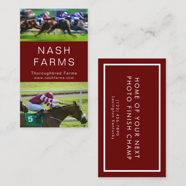 Thoroughbred Horse Trainer Racing Business Cards  (Front/Back)