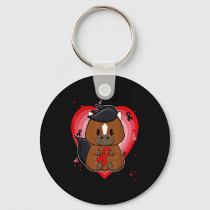 Thoroughbred Horse With Ribbon Heart Disease Aware Key Ring